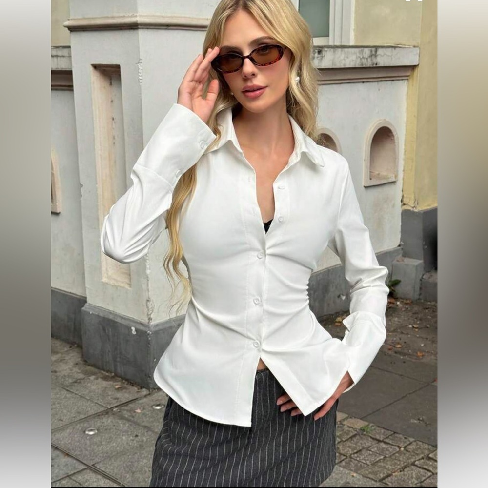 Waist Cinched Button Down Shirt